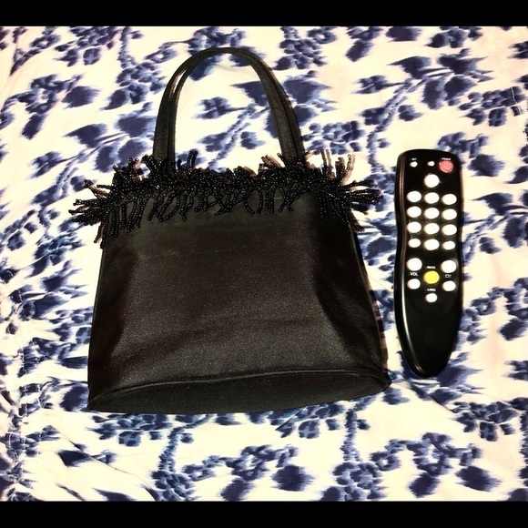 Inge Christopher Vintage Black beaded Fringe Clutch Purse small - Picture 6 of 10